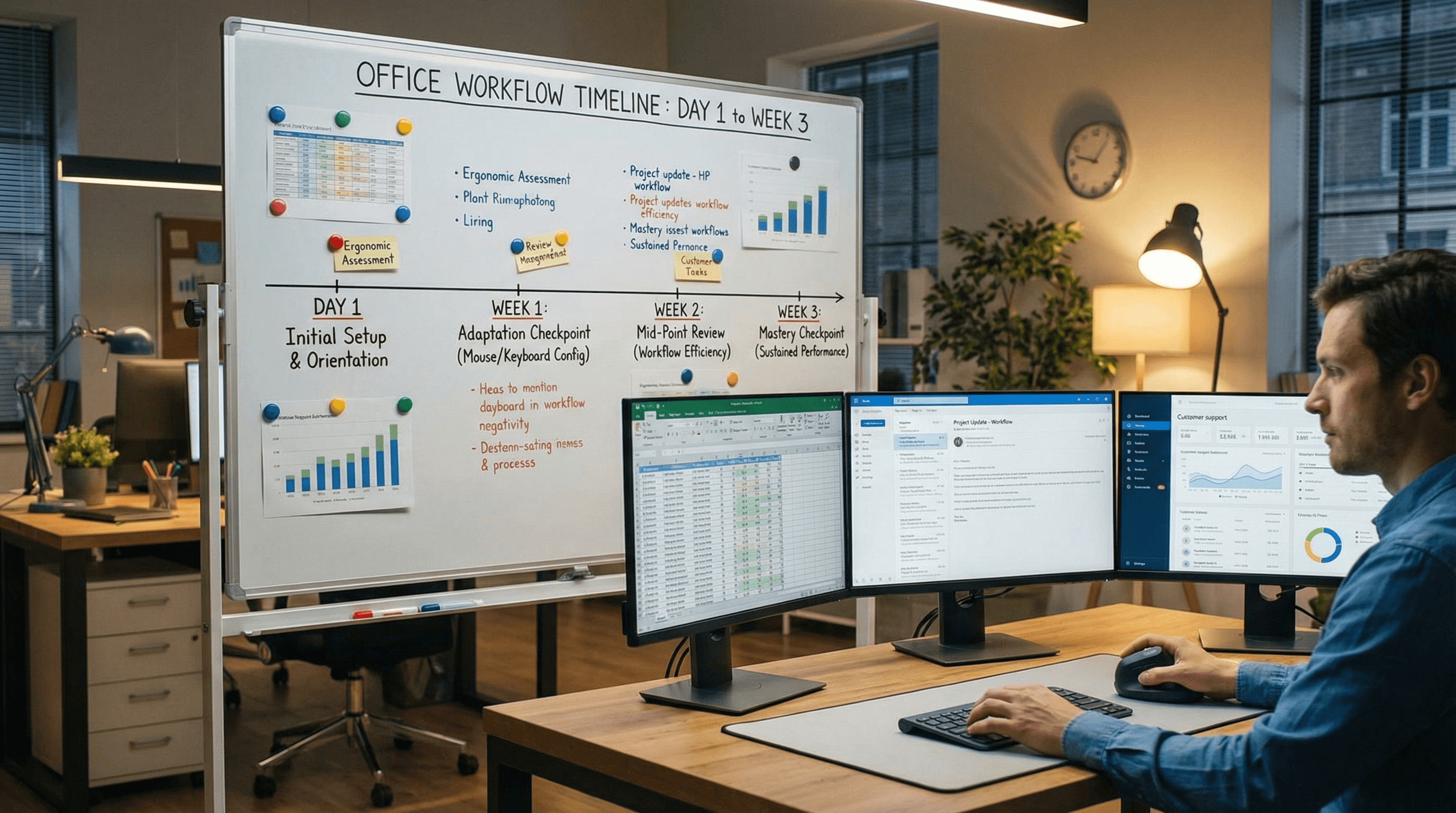 Programming adaptation timeline from day one to week three when switching to an ergonomic mouse for coding comfort