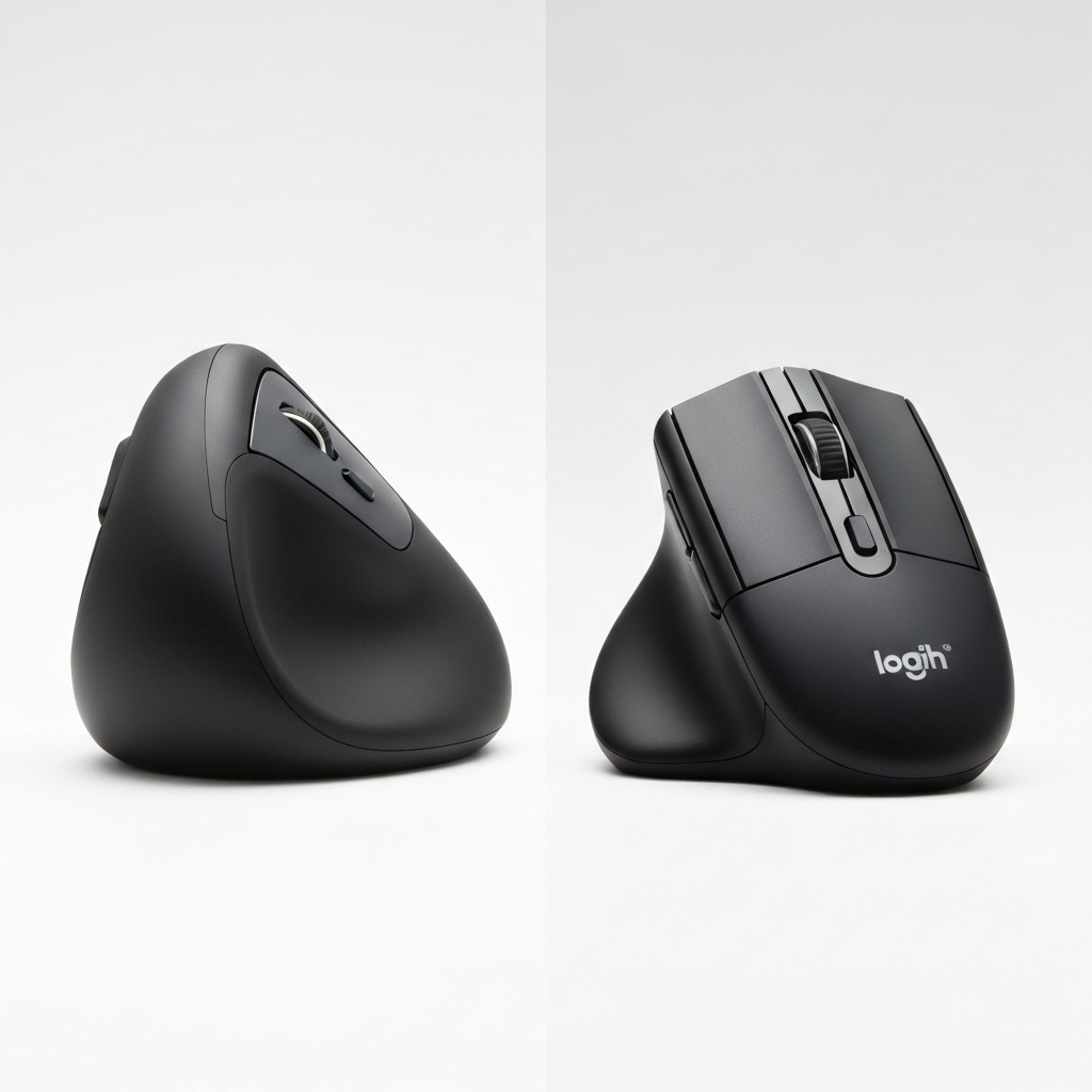 Side-by-side comparison of vertical mice including Kensington Pro Fit Ergo and competitors