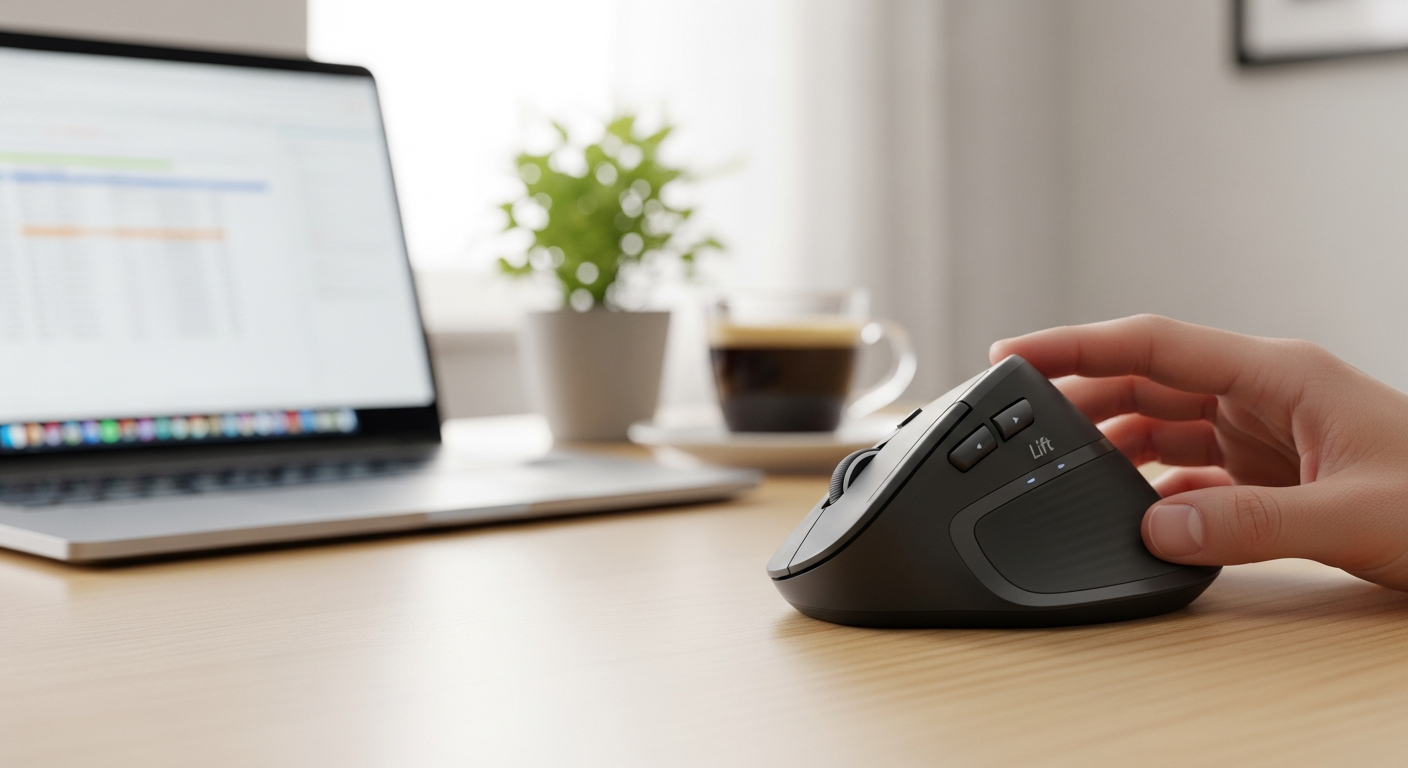 Logitech Lift Vertical Ergonomic Mouse for remote work
