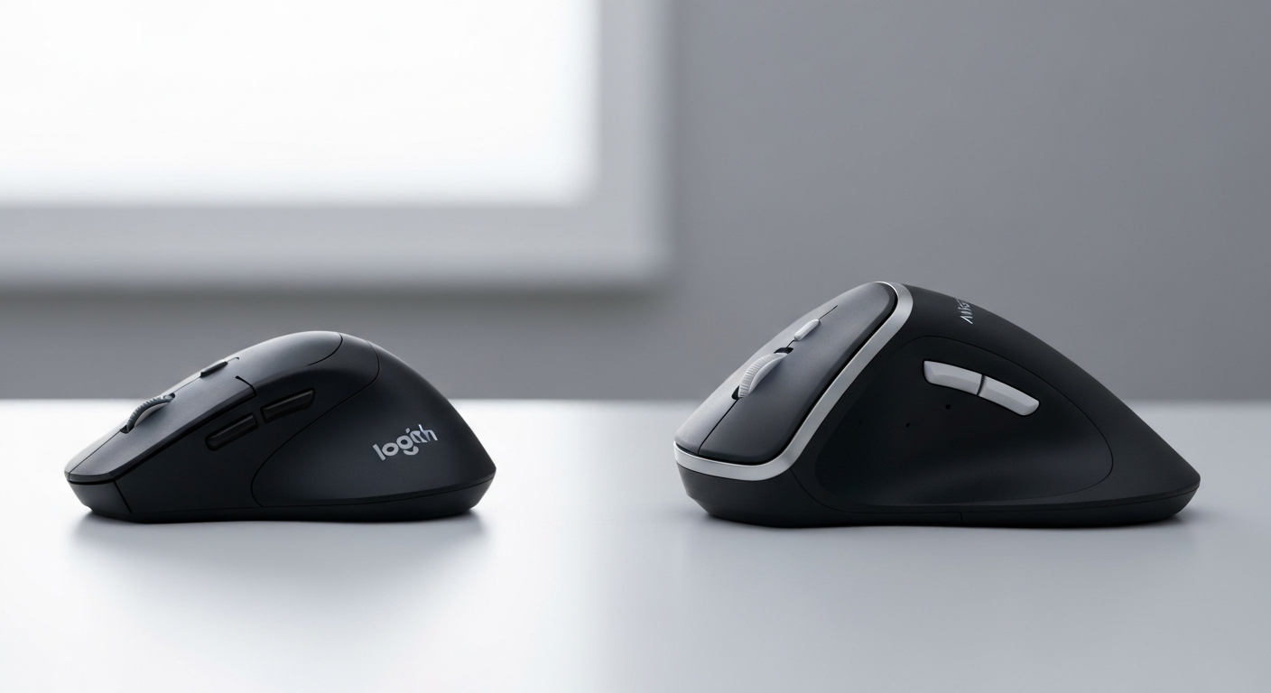 Logitech MX Vertical vs Anker Ergonomic vertical mouse side by side comparison